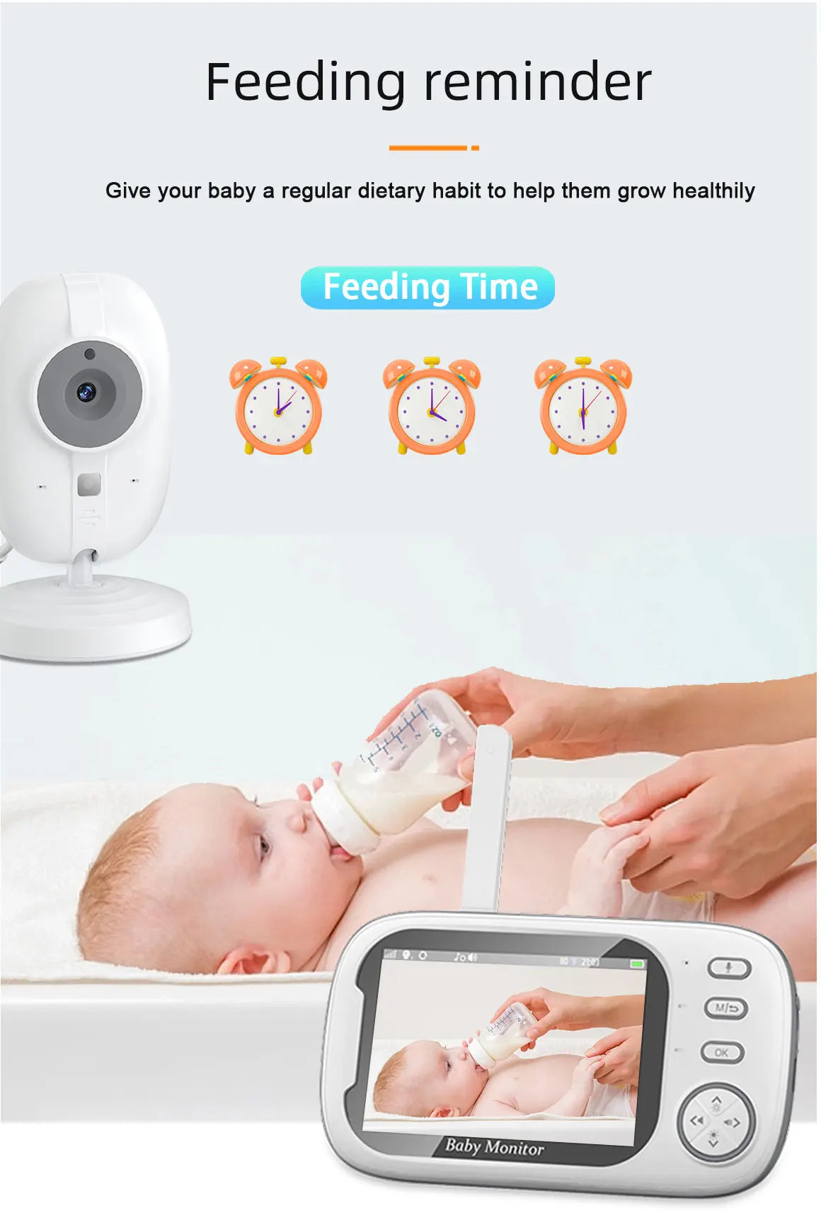 Monitor de Bebé 3,5 pulgadas Inalámbrico con Vídeo, Visión Nocturna, Control de Temperatura, Sin WiFi, Audio Bidireccional, Cámara de Seguridad Niñera