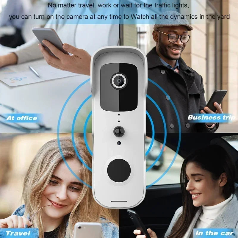 Timbre de puerta inteligente con video, impermeable, visión nocturna, visor, cámara FHD 1080P, intercomunicador visual digital, WIFI 2.4G, Tuya