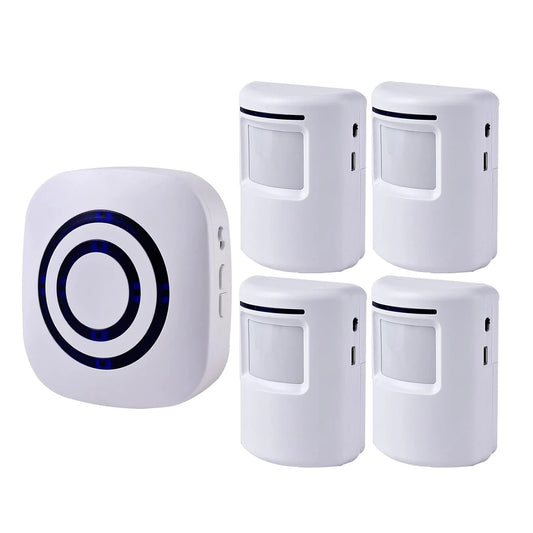 Alarma con sensor de movimiento, 38 melodías, alarma inalámbrica para entrada, seguridad para el hogar, negocios, detección de alertas con indicadores LED para interiores.
