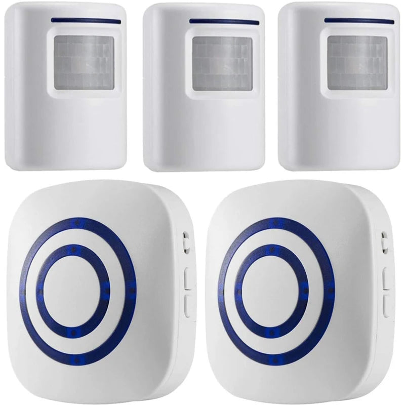 Alarma con sensor de movimiento, 38 melodías, alarma inalámbrica para entrada, seguridad para el hogar, negocios, detección de alertas con indicadores LED para interiores.