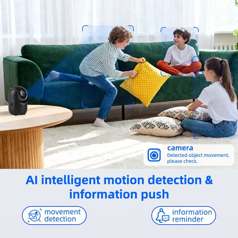 Monitor de bebé con cámara IP wifi de 296P (3 MP), Full HD, seguimiento automático, inalámbrica, audio bidireccional, visión nocturna, seguridad para el hogar inteligente.