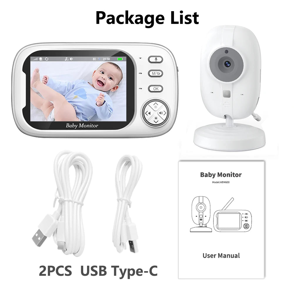 Monitor de Bebé 3,5 pulgadas Inalámbrico con Vídeo, Visión Nocturna, Control de Temperatura, Sin WiFi, Audio Bidireccional, Cámara de Seguridad Niñera