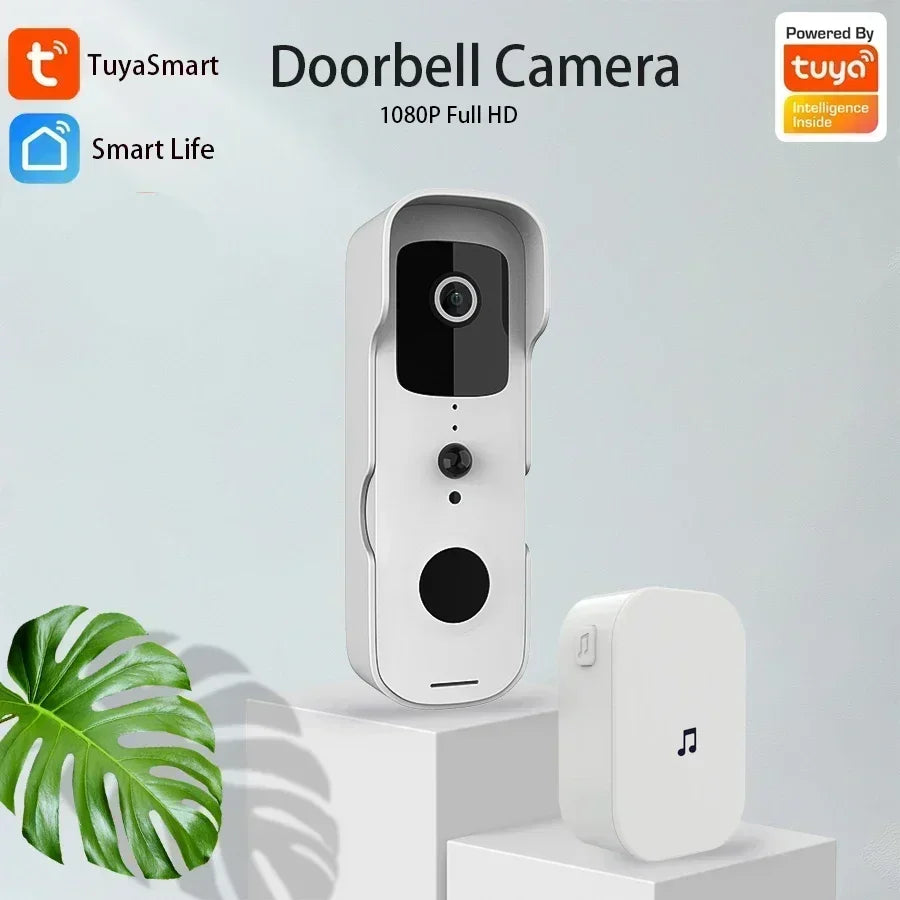 Timbre de puerta inteligente con video, impermeable, visión nocturna, visor, cámara FHD 1080P, intercomunicador visual digital, WIFI 2.4G, Tuya