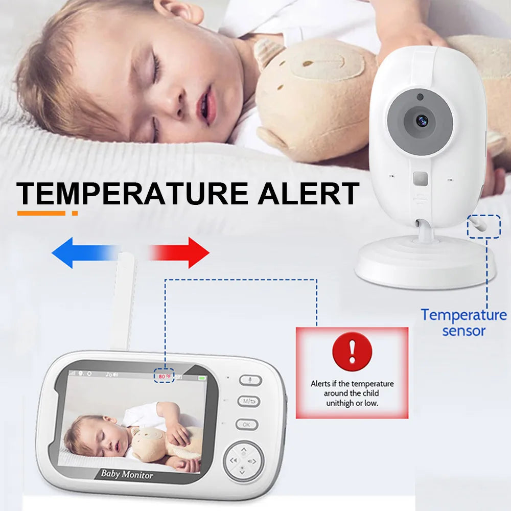 Monitor de Bebé 3,5 pulgadas Inalámbrico con Vídeo, Visión Nocturna, Control de Temperatura, Sin WiFi, Audio Bidireccional, Cámara de Seguridad Niñera