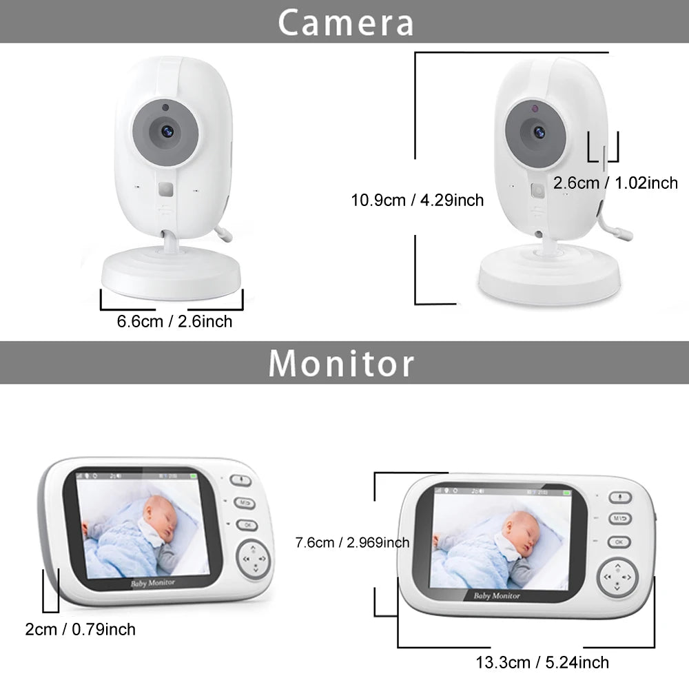 Monitor de Bebé 3,5 pulgadas Inalámbrico con Vídeo, Visión Nocturna, Control de Temperatura, Sin WiFi, Audio Bidireccional, Cámara de Seguridad Niñera